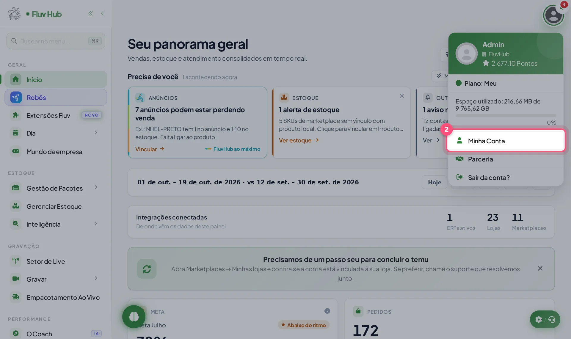 Passo 2: Clique em Minha Conta