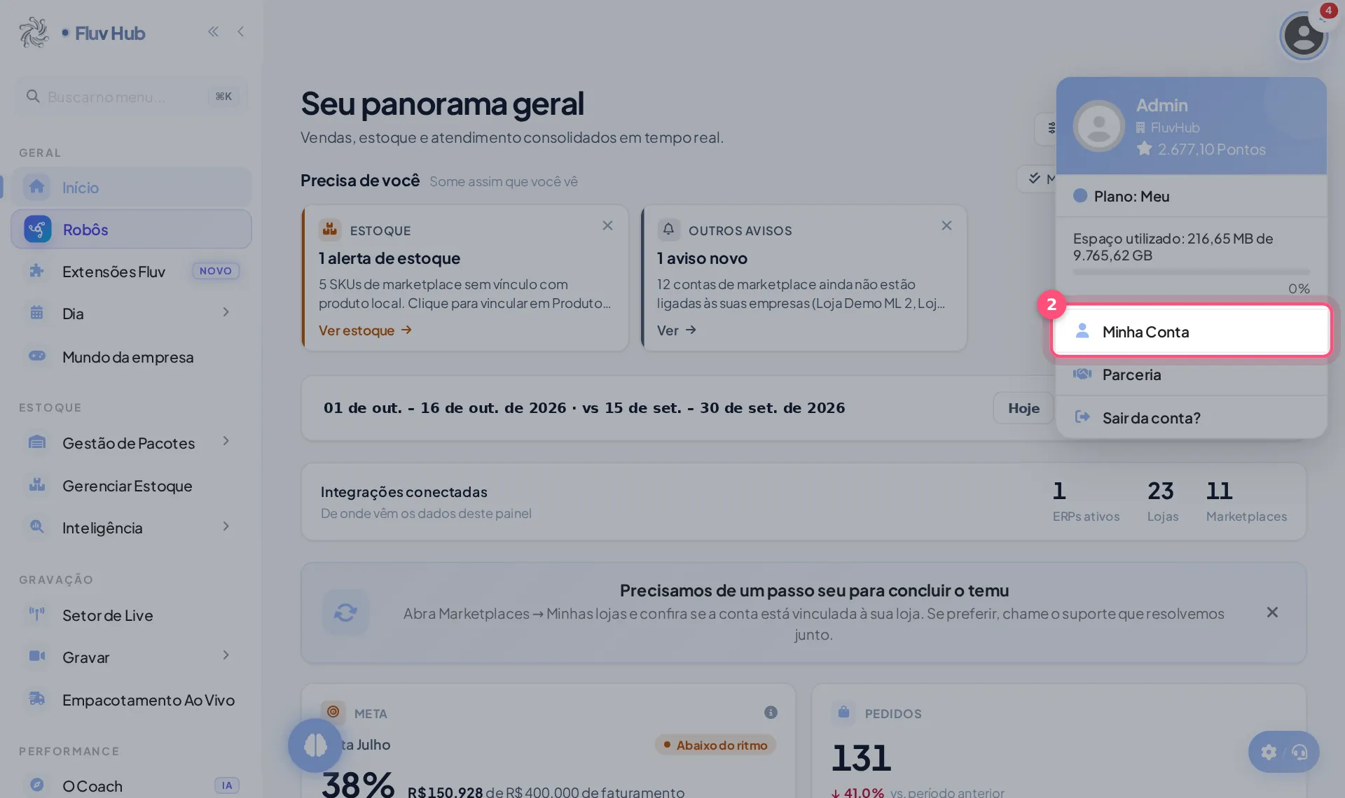 Passo 2: Clique em Minha Conta