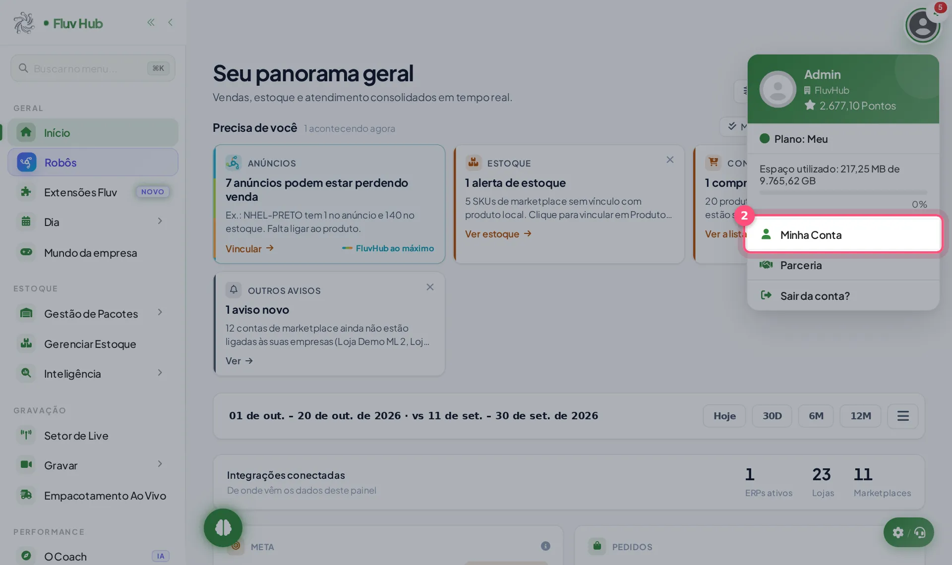 Passo 2: Clique em Minha Conta