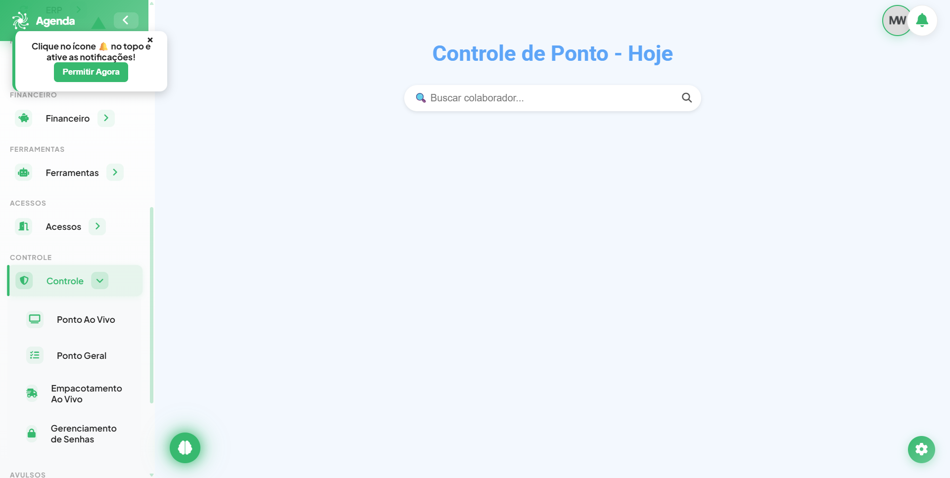 Controle ao vivo da bancada de expedição do Fluv Hub com leitor de QR Code